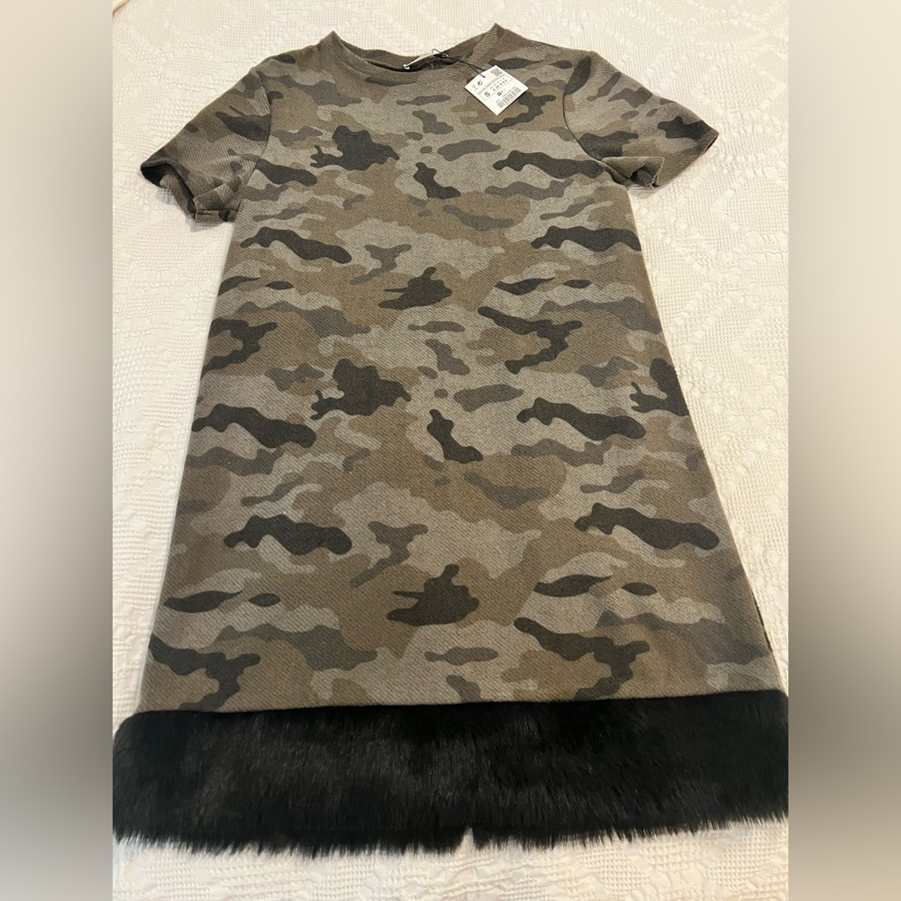 NWT Zara Camo Short Sleeve Dress size small